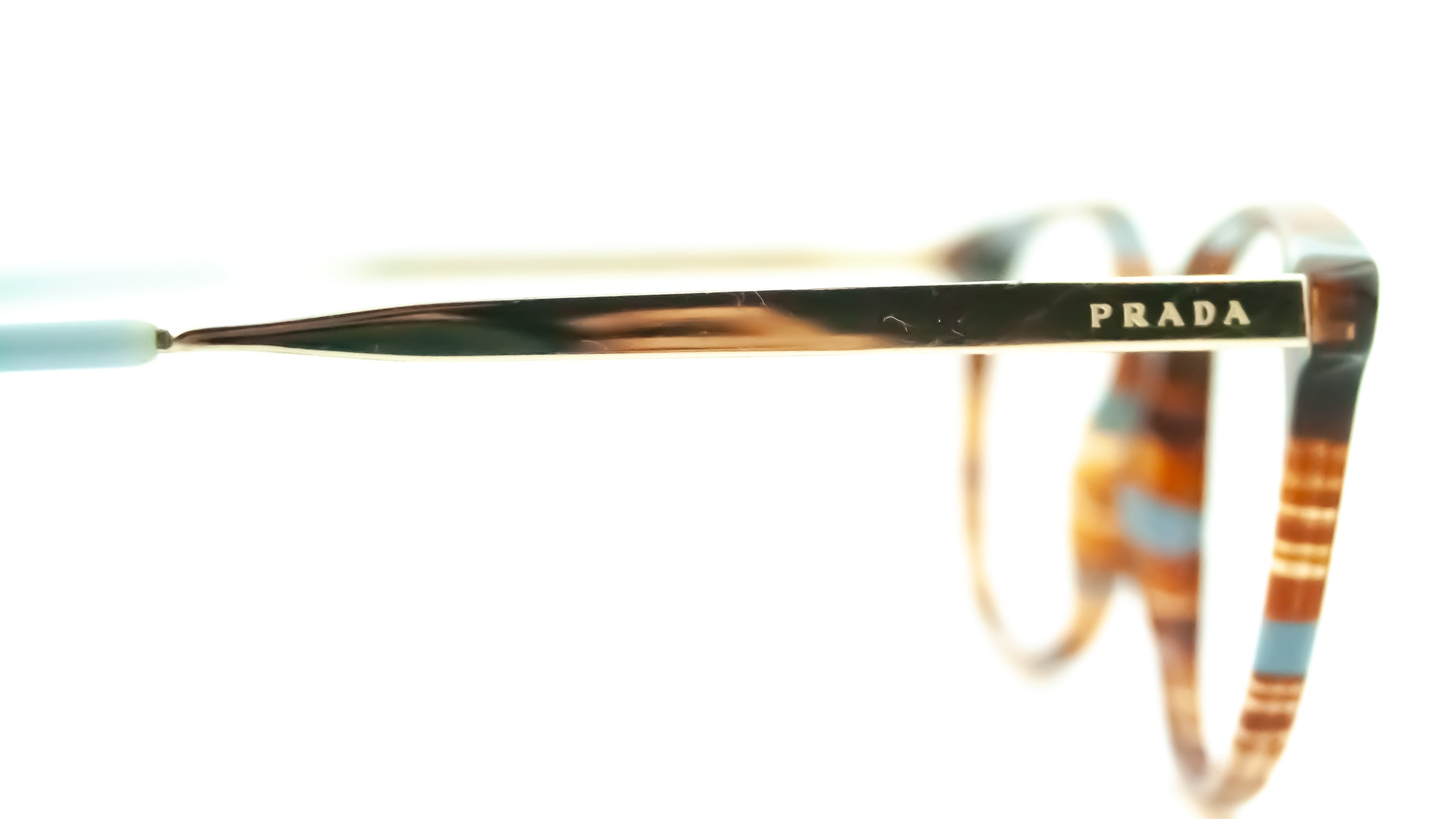 Prada Model VPR 13U Brown Tortoiseshell & Pale Blue Glasses Frame
