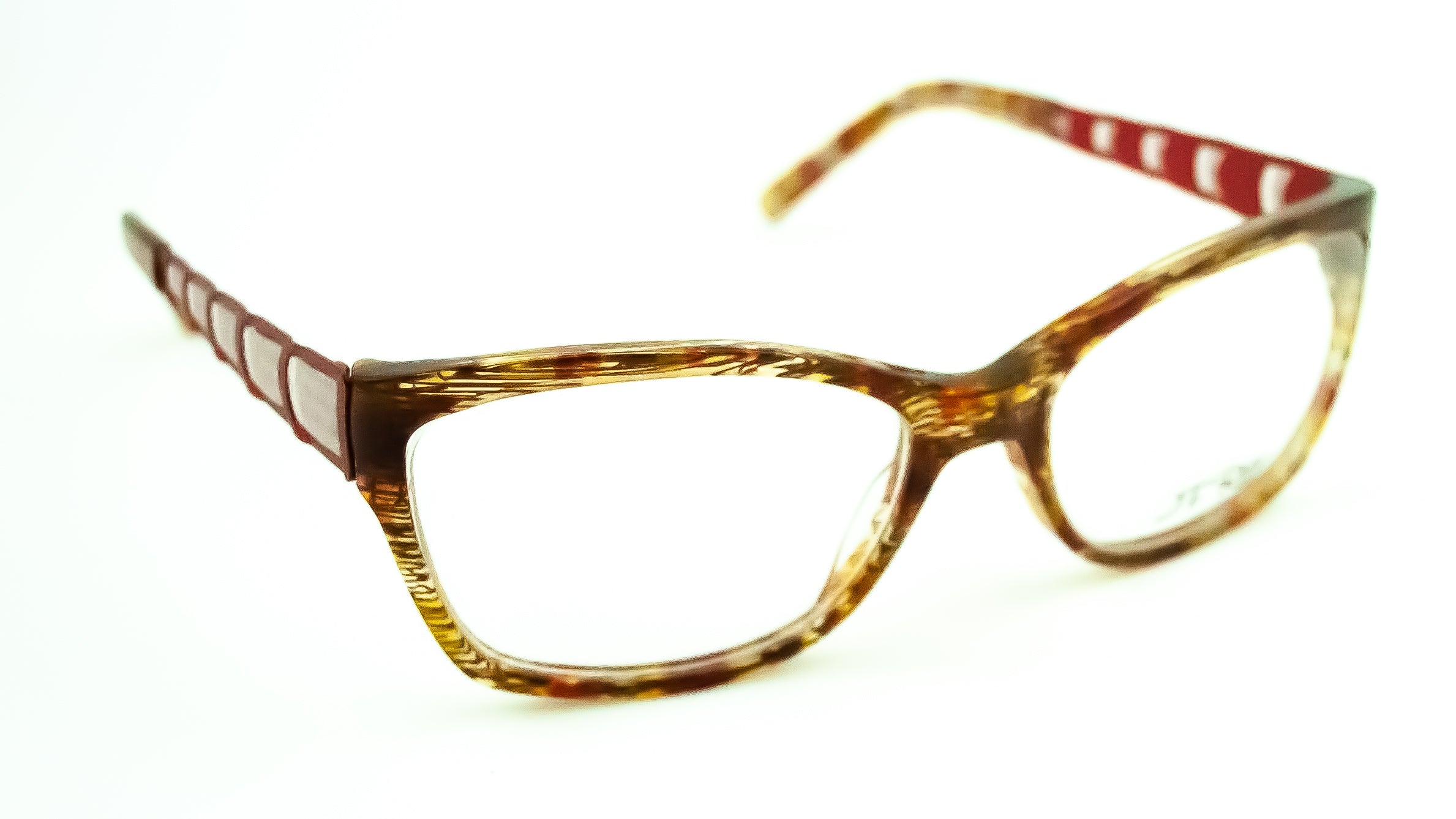 JF Rey 1264 Amber and Red Cat Eye Glasses