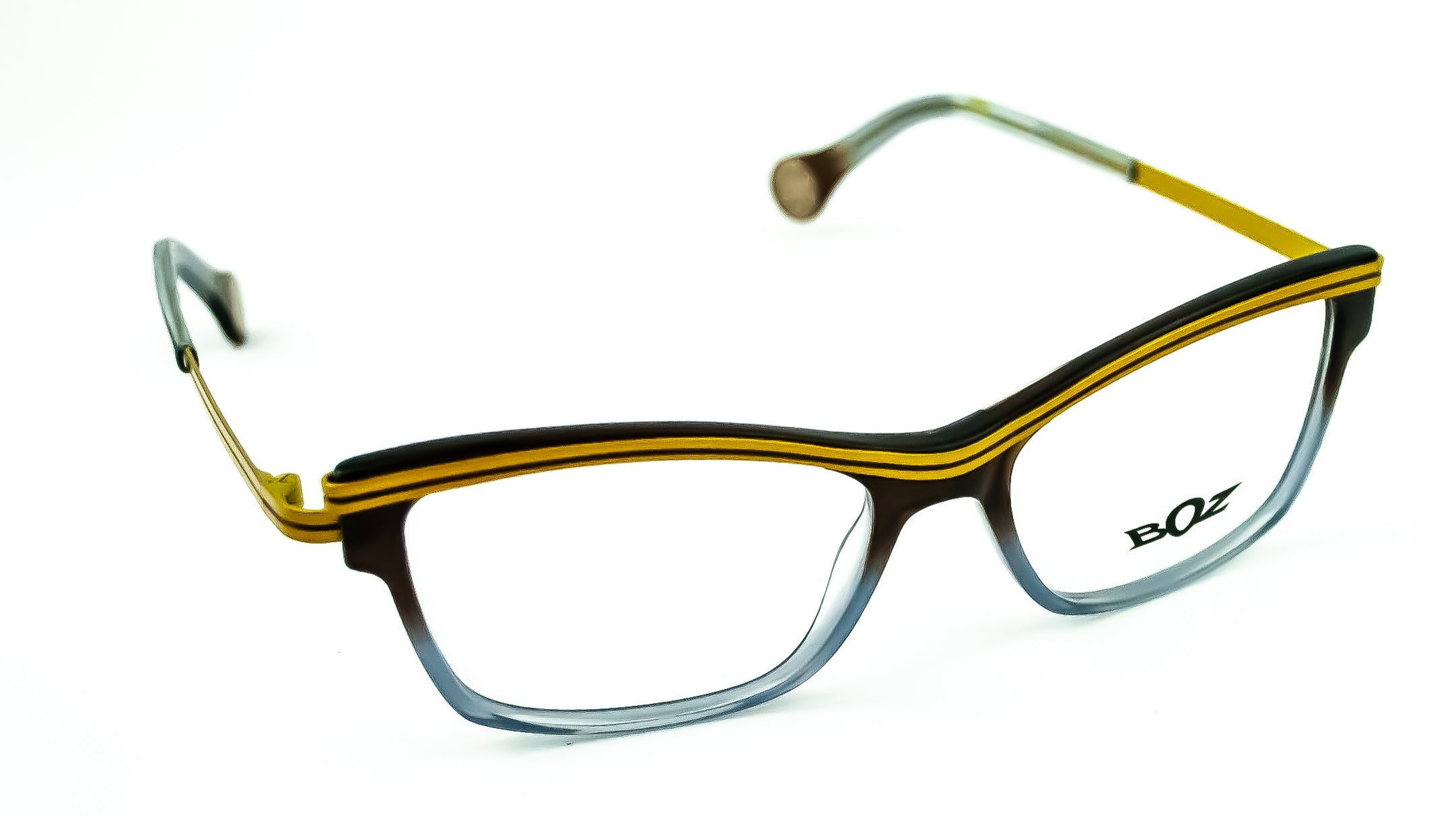 BOZ Woody Cat Eye Yellow and Grey Oval Glasses